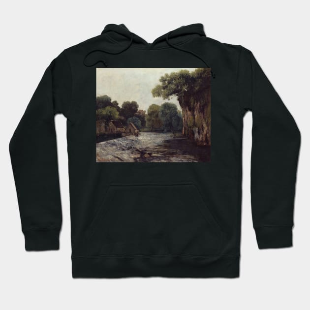 The Weir at the Mill by Gustave Courbet Hoodie by Classic Art Stall